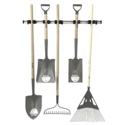 TOOLFLEX 9-5-1 37 in. Universal Garage Storage Rail System with 5 Black One-Size-Fits-All Holders