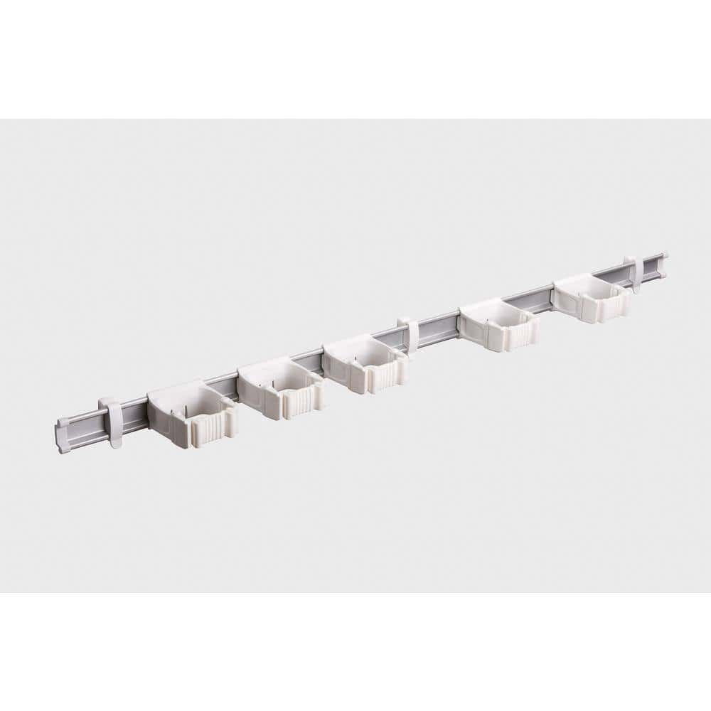 TOOLFLEX 9-5-3 37 in. Universal Garage Storage Rail System with 5 White One-Size-Fits-All Holders