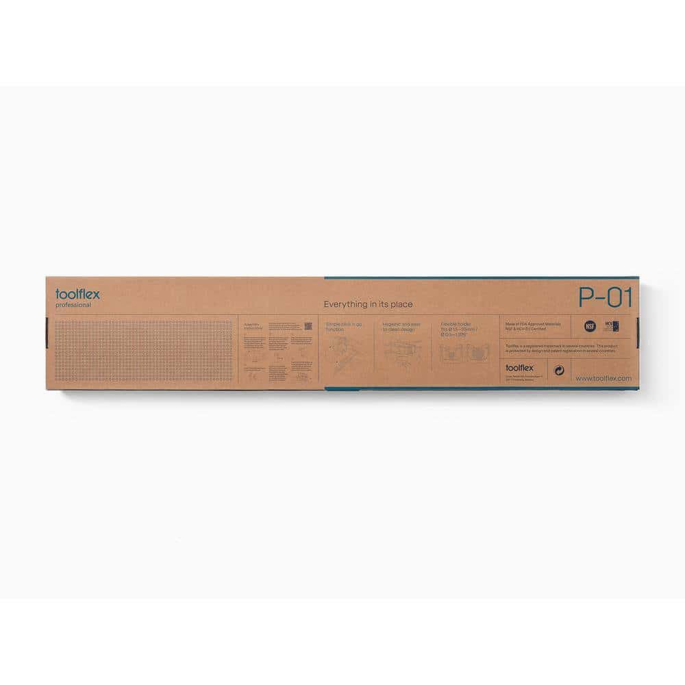 TOOLFLEX 9-5-3 37 in. Universal Garage Storage Rail System with 5 White One-Size-Fits-All Holders