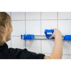TOOLFLEX 9-5-5 37 in. Universal Garage Storage Rail System with 5 Blue One-Size-Fits-All Holders