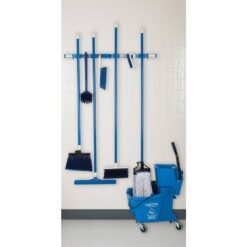 TOOLFLEX 9-5-5 37 in. Universal Garage Storage Rail System with 5 Blue One-Size-Fits-All Holders