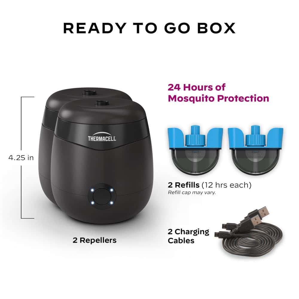Thermacell Patio Shield Mosquito Repellent E-Series Rechargeable Repeller, Black 2Pack