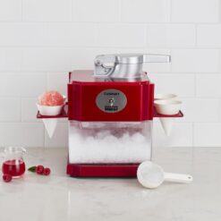 Cuisinart Snow Cone Machine - Makes 5 Icy Cones for Slushies & Frozen Drinks - Includes Reusable & Paper Cones, Red, SCM-10P1