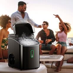 Silonn Nugget Ice Maker Countertop, Pebble Ice Maker with Soft Chewable Ice, Black