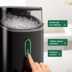 Silonn Nugget Ice Maker Countertop, Pebble Ice Maker with Soft Chewable Ice, Black