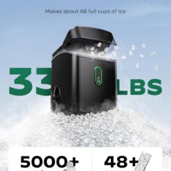 Silonn Nugget Ice Maker Countertop, Pebble Ice Maker with Soft Chewable Ice, Black