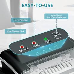 EUHOMY Countertop Ice Maker, Fresh Ice in 6 Minutes - 26 Lbs Daily, Portable, Auto-Cleaning (Black)