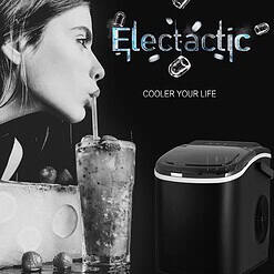 Electactic Ice Maker Countertop, Efficient Easy Carry Ice Machine, Self-Cleaning Ice Maker with Ice Scoop & Basket, Black