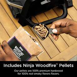 Ninja OG751BRN Woodfire Pro 7-in-1 Grill & Smoker - Portable Electric Outdoor Grill, Grey
