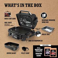 Ninja OG751BRN Woodfire Pro 7-in-1 Grill & Smoker - Portable Electric Outdoor Grill, Grey