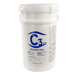 C3 1" Stabilized Trichloro Chlorine Tablets for Swimming Pools - 50lbs