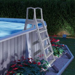 XtremepowerUS Deluxe Above Ground In-Pool Swimming Pool Ladder Incline Pool Step Adjustable Ladder (48" - 52"), White