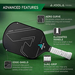 JOOLA Vision CGS 16mm Pickleball Paddle, Black, Weight 7.8 ounces