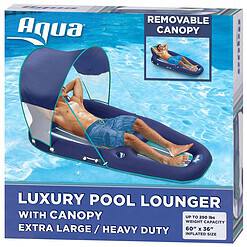 Aqua Leisure Luxurious Inflatable Pool Lounger Float w/ Sunshade Canopy, Blue