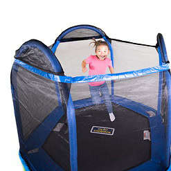 Bounce Pro 7-Foot My First Trampoline Hexagon (Ages 3-10) for Kids, Blue/Green