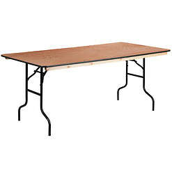 Flash Furniture 6-Foot Rectangular Wood Folding Banquet Table with Clear Coated Finished Top
