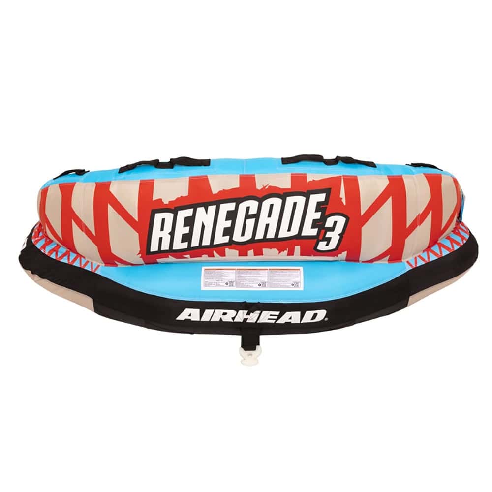 Airhead Renegade 3 Person Inflatable Towable Water Tube Kit with Boat Rope & Pump