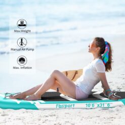 FBsport 10 Ft. Brushed Thickening Inflatable Stand up Paddle Board, Surf Control, Non-Slip Deck, Green