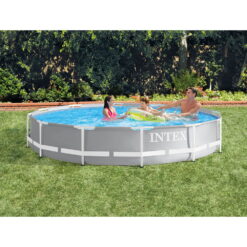 Intex 12 Foot Prism Frame Above Ground Swimming Pool w/ Pump & Pool Ladder