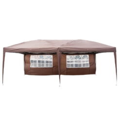 UBesGoo Easy Pop Up Canopy Party Tent, Coffee Brown with 4 Removable Sidewalls 10-Feet x 20-Feet