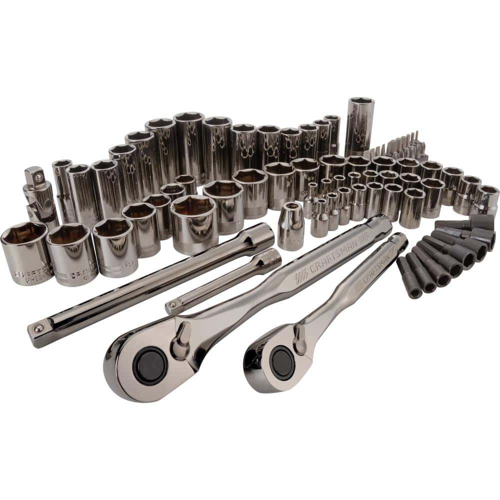CRAFTSMAN 81-Piece Standard (SAE) and Metric Combination Gunmetal Chrome Mechanics Tool Set with Hard Case