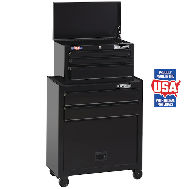 CRAFTSMAN CMST22653BK 1000 Series 26.5-in W x 44.25-in H 5 Ball-bearing Steel Tool Chest Combo (Black)