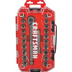CRAFTSMAN 22-Piece Standard (SAE) and Metric Gunmetal Chrome Mechanics Tool Set with Hard Case