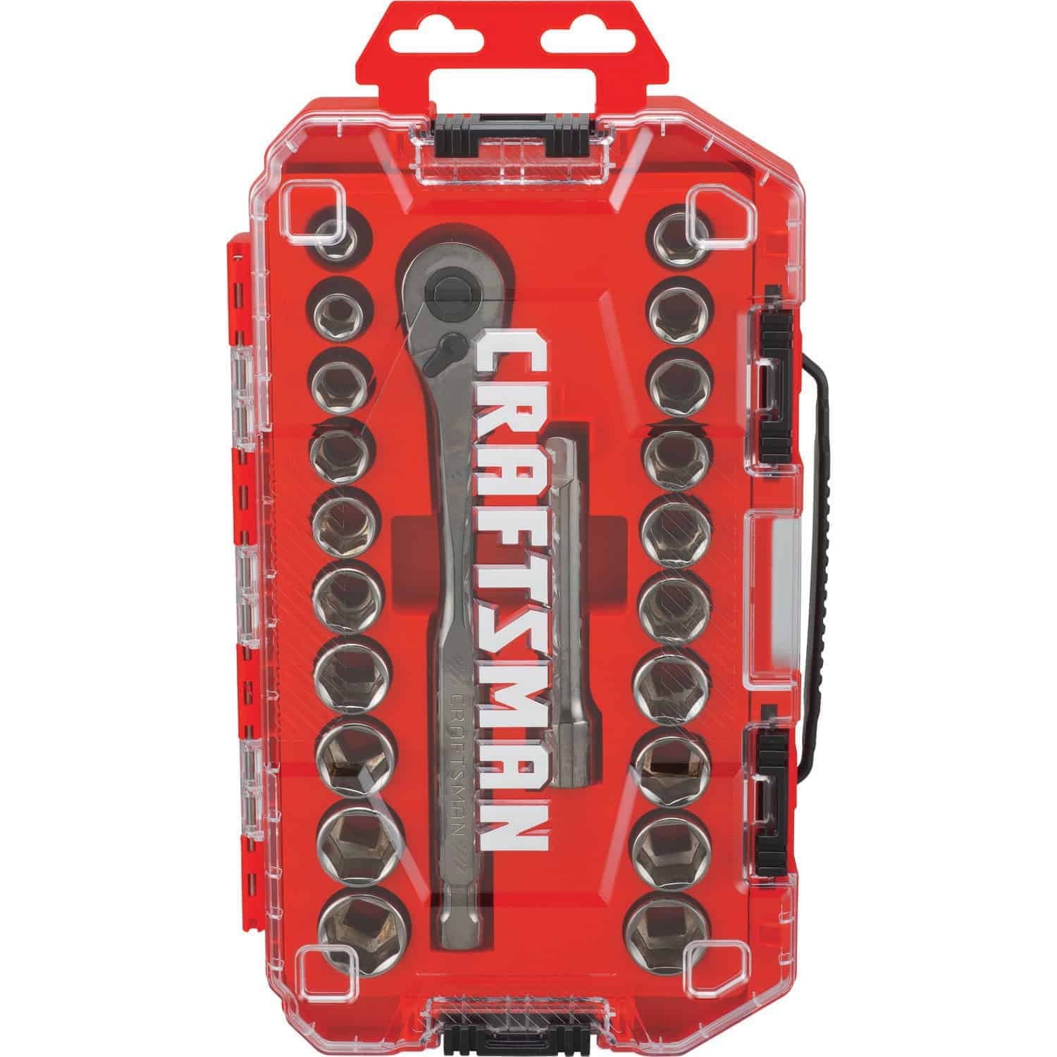 CRAFTSMAN 22-Piece Standard (SAE) and Metric Gunmetal Chrome Mechanics Tool Set with Hard Case