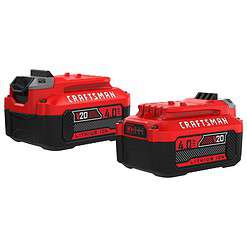 CRAFTSMAN V20 20-Volt 2-Pack 4 Amp-Hour; 4 Amp-Hour Lithium Power Tool Battery