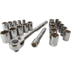 CRAFTSMAN 22-Piece Standard (SAE) and Metric Gunmetal Chrome Mechanics Tool Set with Hard Case