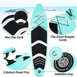FBsport 10 Ft. Brushed Thickening Inflatable Stand up Paddle Board, Surf Control, Non-Slip Deck, Green