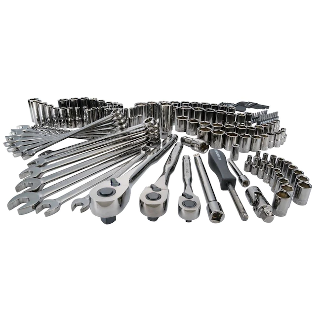 CRAFTSMAN CMMT12035 150-Piece Standard (SAE) and Metric Combination Gunmetal Chrome Mechanics Tool Set (1/4-in; 3/8-in)