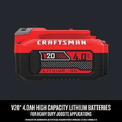 CRAFTSMAN V20 20-Volt 2-Pack 4 Amp-Hour; 4 Amp-Hour Lithium Power Tool Battery