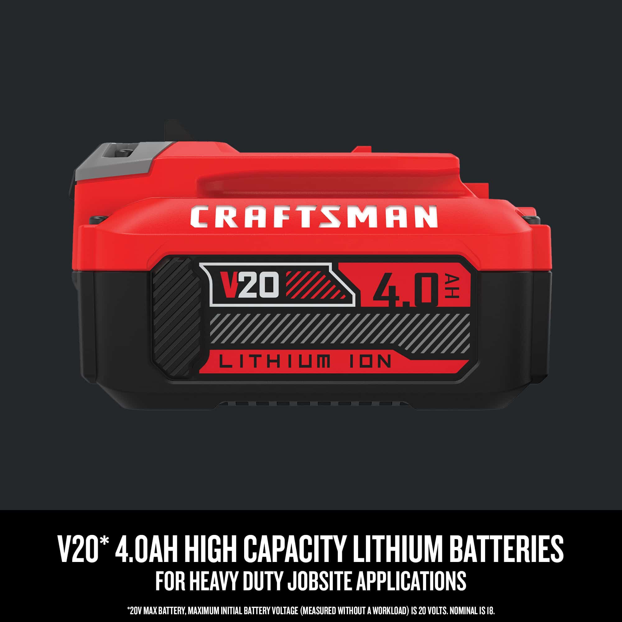 CRAFTSMAN V20 20-Volt 2-Pack 4 Amp-Hour; 4 Amp-Hour Lithium Power Tool Battery