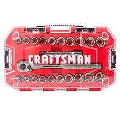 CRAFTSMAN 22-Piece Standard (SAE) and Metric Gunmetal Chrome Mechanics Tool Set with Hard Case