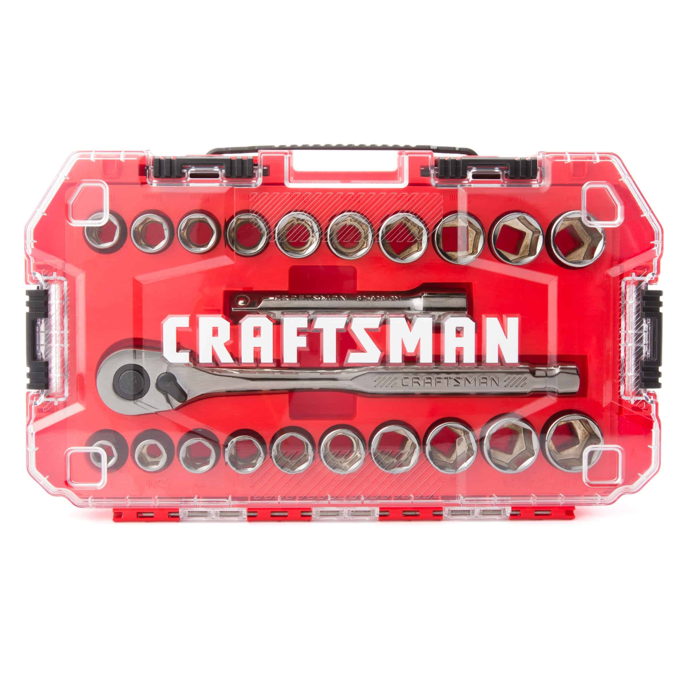 CRAFTSMAN 22-Piece Standard (SAE) and Metric Gunmetal Chrome Mechanics Tool Set with Hard Case
