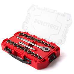 CRAFTSMAN 22-Piece Standard (SAE) and Metric Gunmetal Chrome Mechanics Tool Set with Hard Case