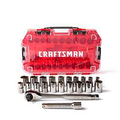 CRAFTSMAN 22-Piece Standard (SAE) and Metric Gunmetal Chrome Mechanics Tool Set with Hard Case