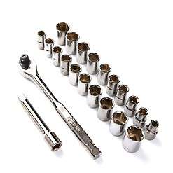 CRAFTSMAN 22-Piece Standard (SAE) and Metric Gunmetal Chrome Mechanics Tool Set with Hard Case