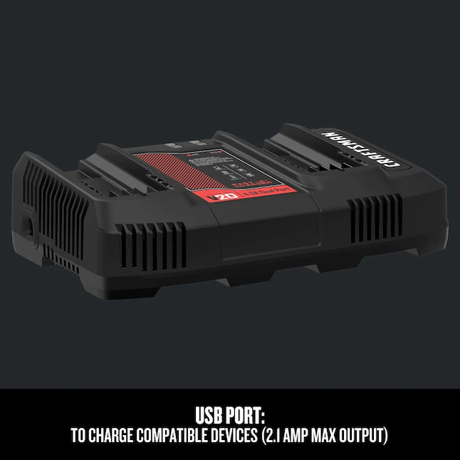 CRAFTSMAN 20V MAX Battery Charger, Dual Port, 2.0-Ah (CMCB124)