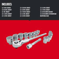 CRAFTSMAN 16-Piece Standard (SAE) 3/4-in Drive 12-point 3/4-in Shallow Socket Set