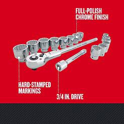 CRAFTSMAN 16-Piece Standard (SAE) 3/4-in Drive 12-point 3/4-in Shallow Socket Set