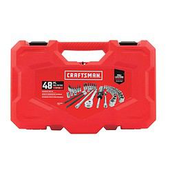 CRAFTSMAN 48-Piece Standard (SAE) and Metric Combination Polished Chrome Mechanics Tool Set with Hard Case