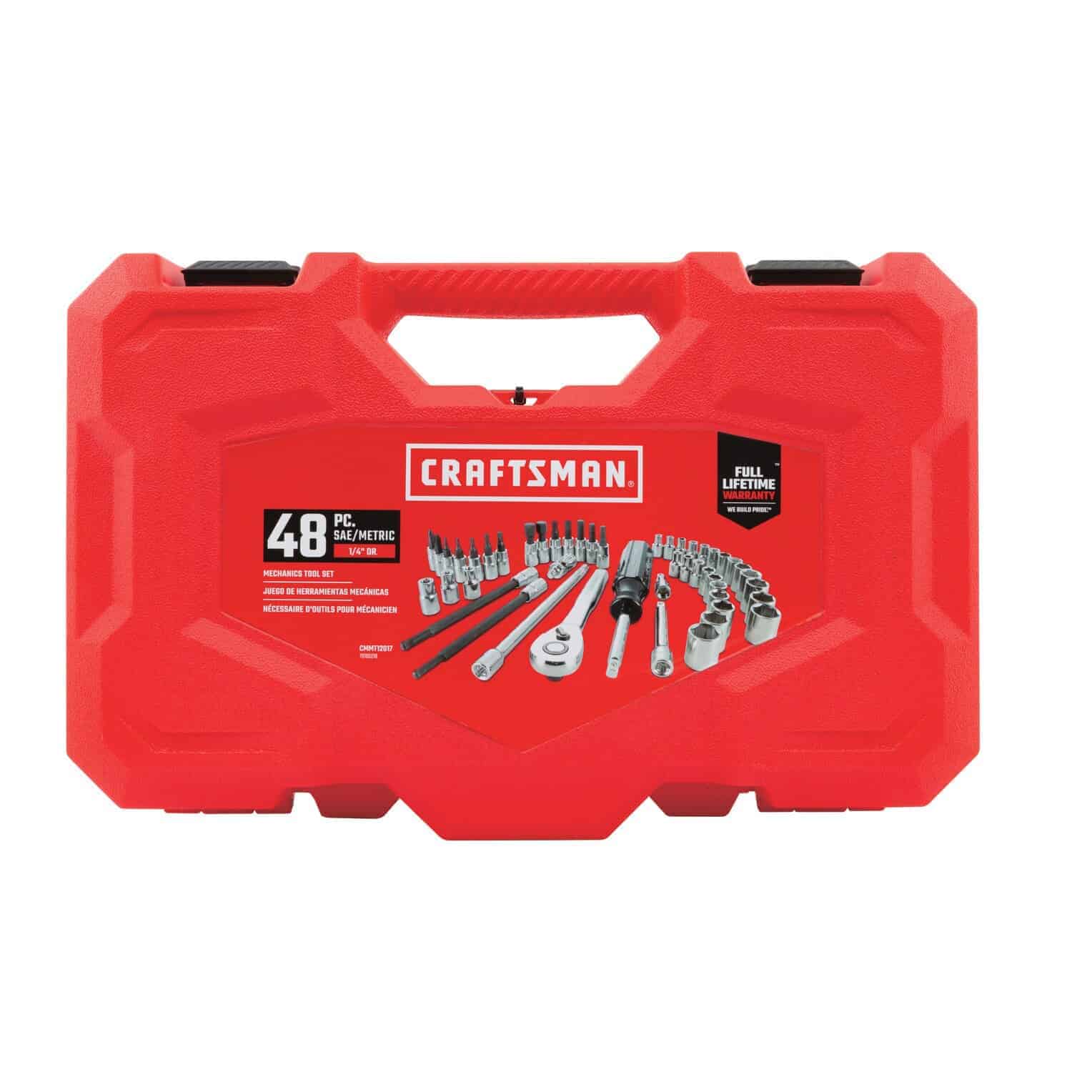 CRAFTSMAN 48-Piece Standard (SAE) and Metric Combination Polished Chrome Mechanics Tool Set with Hard Case