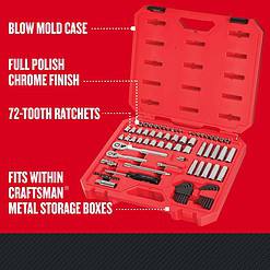 CRAFTSMAN 83-Piece Standard (SAE) and Metric Polished Chrome Mechanics Tool Set with Hard Case