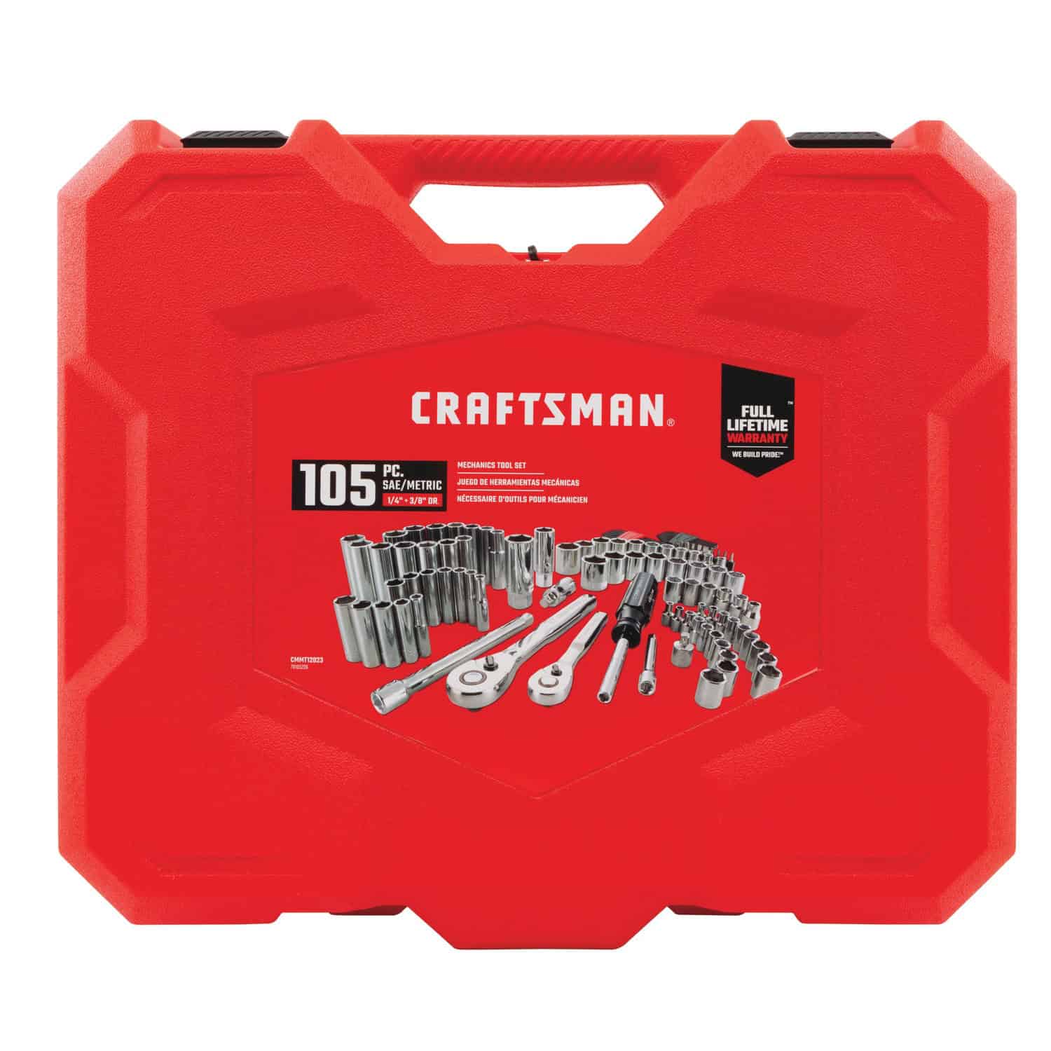 CRAFTSMAN 105-Piece Standard (SAE) and Metric Combination Polished Chrome Mechanics Tool Set with Hard Case