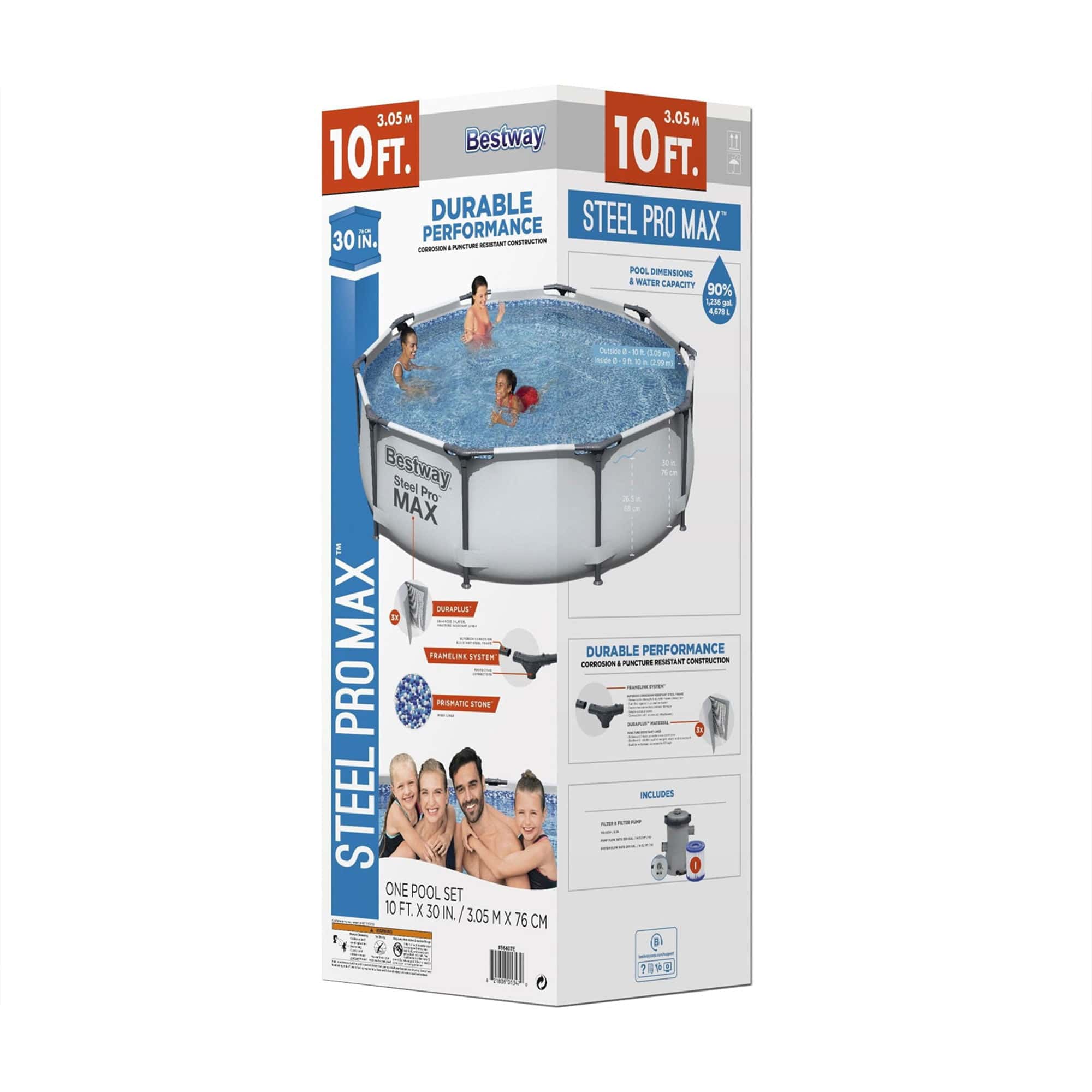 Bestway Steel Pro MAX 10'x30" Above Ground Outdoor Swimming Pool with Pump