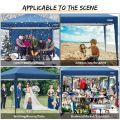 10x10 FT Pop Up Canopy Tent Anti-UV Waterproof Outdoor Canopy Tent Shade Commercial Booth Gazebo, Blue