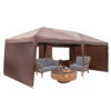 UBesGoo Easy Pop Up Canopy Party Tent, Coffee Brown with 4 Removable Sidewalls 10-Feet x 20-Feet