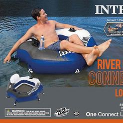 Intex River Run Connect Inflatable Tube (4 Pack) & Mega Chill II Beverage Float